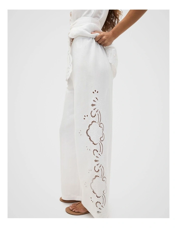 Cutwork Woven Pant in White image 1