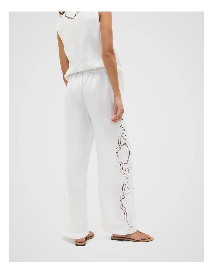 Cutwork Woven Pant in White image 2