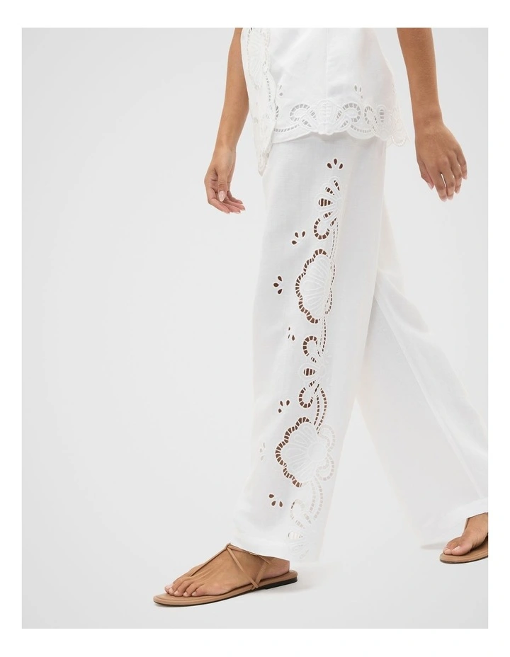 Cutwork Woven Pant in White image 3