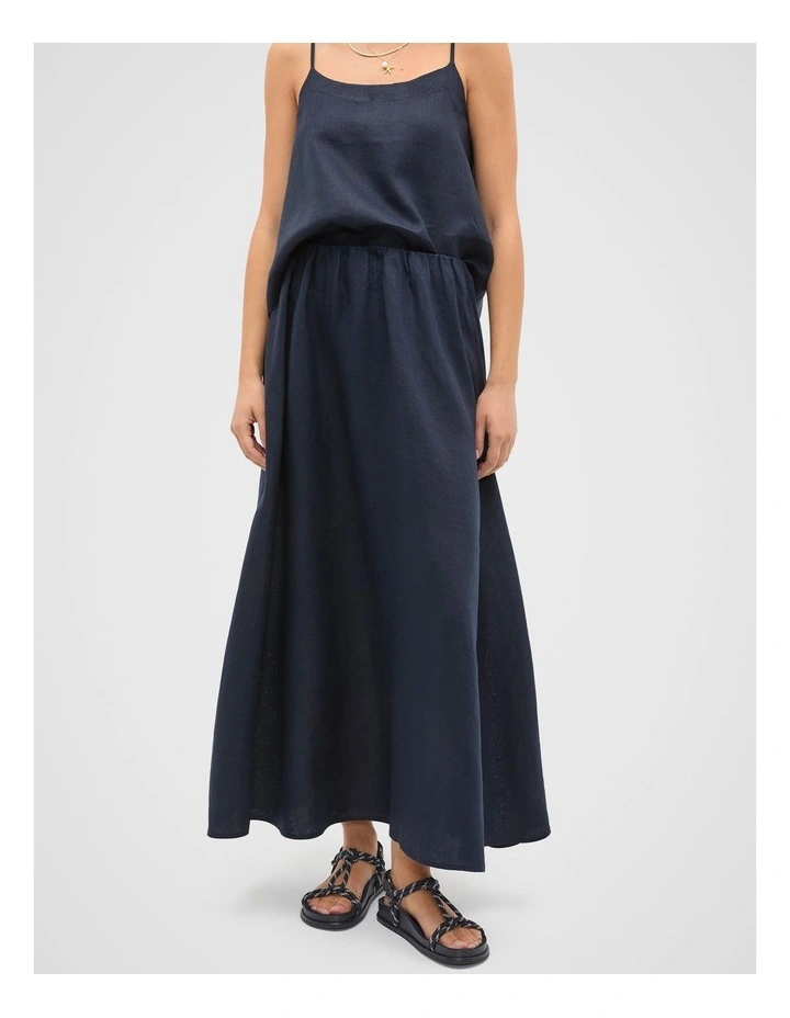 Linen Voluminous Skirt in Twilight Blue image 1