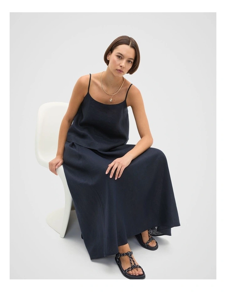 Linen Voluminous Skirt in Twilight Blue image 3