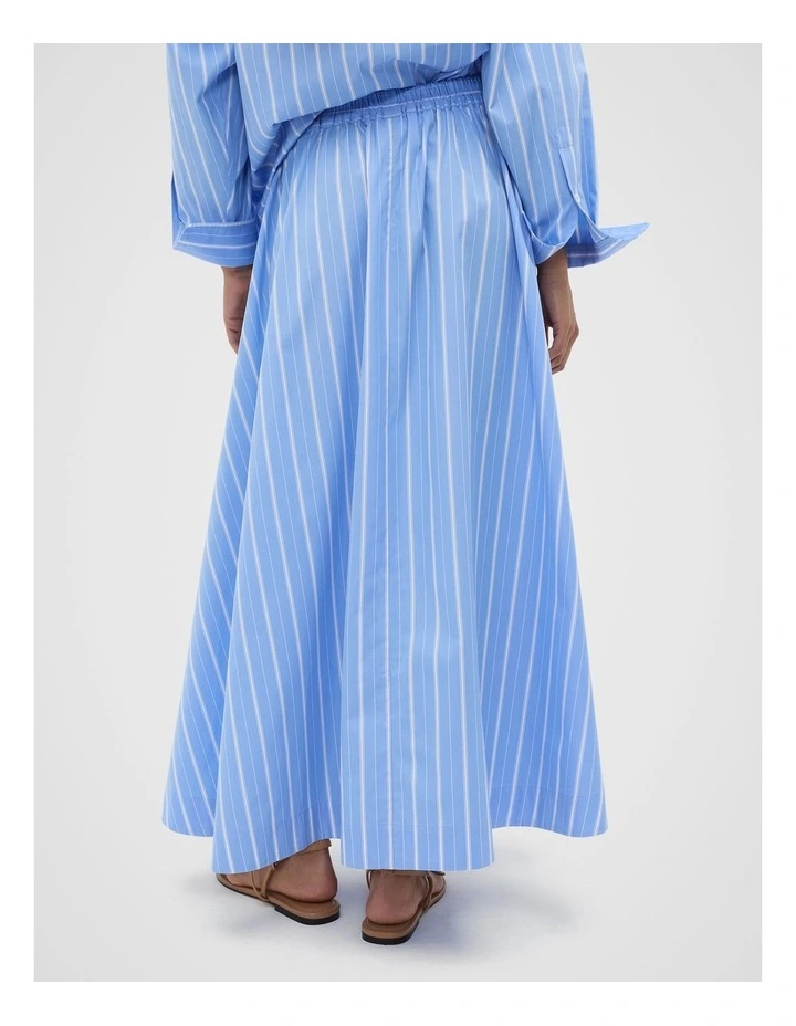 Poplin Variegated Stripe Skirt in Cornflower Blue Stripe image 2