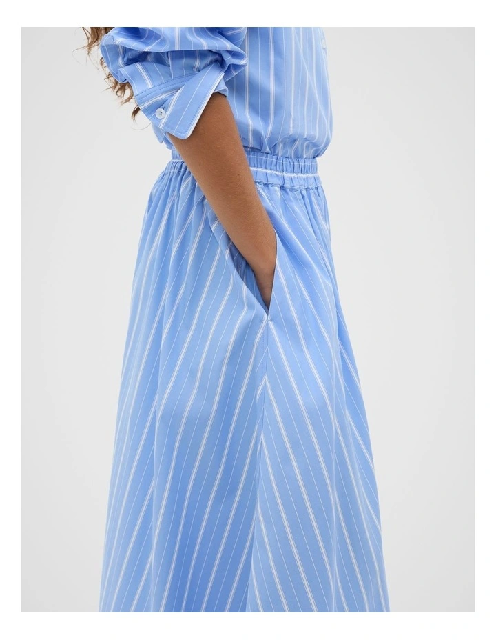 Poplin Variegated Stripe Skirt in Cornflower Blue Stripe image 3