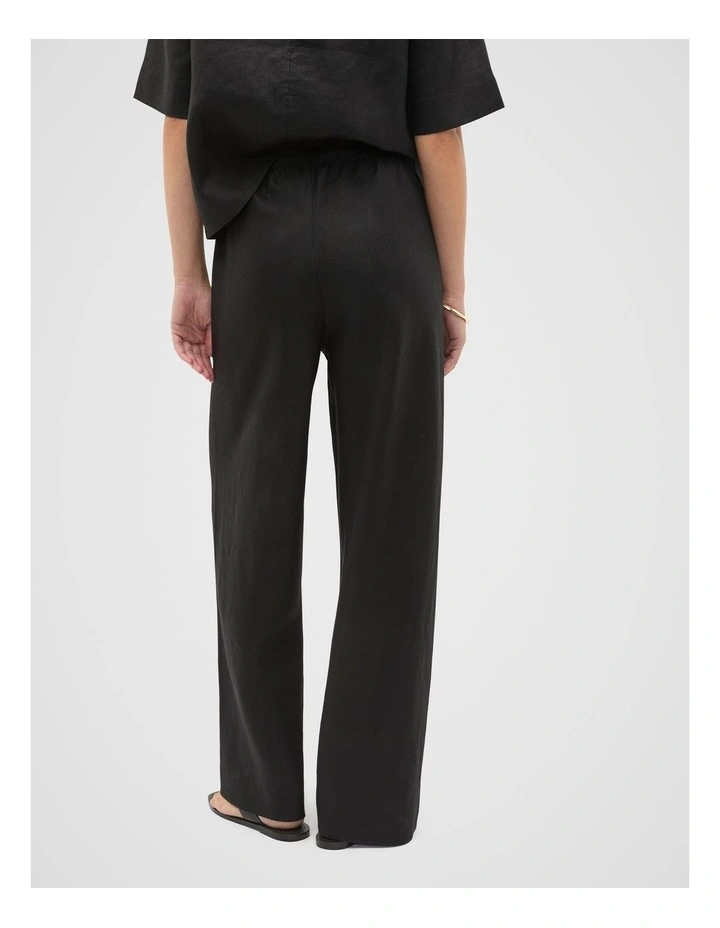 Linen Easy Wide Leg Pant in Black image 2