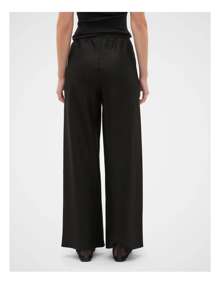 Linen Easy Wide Leg Pant in Black image 3