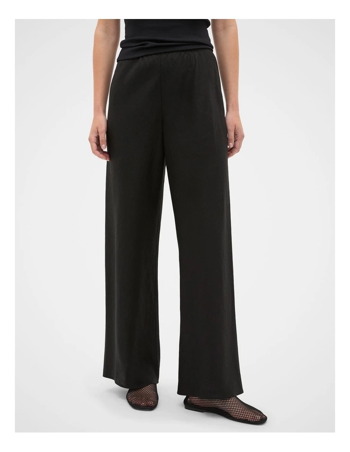 Linen Easy Wide Leg Pant in Black image 4