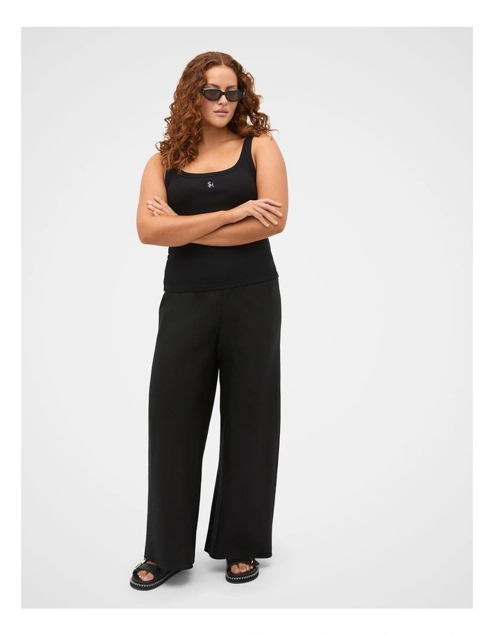 Linen Easy Wide Leg Pant in Black image 5