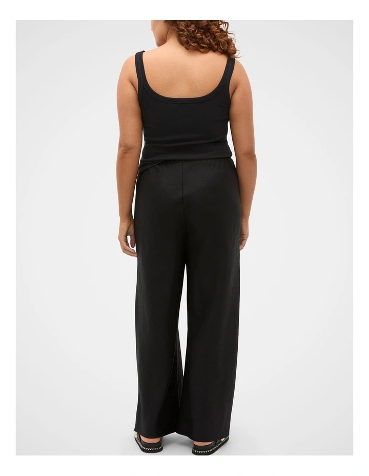 Linen Easy Wide Leg Pant in Black image 6