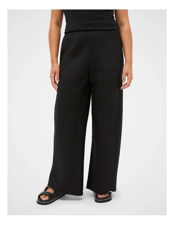 Linen Easy Wide Leg Pant in Black image 7