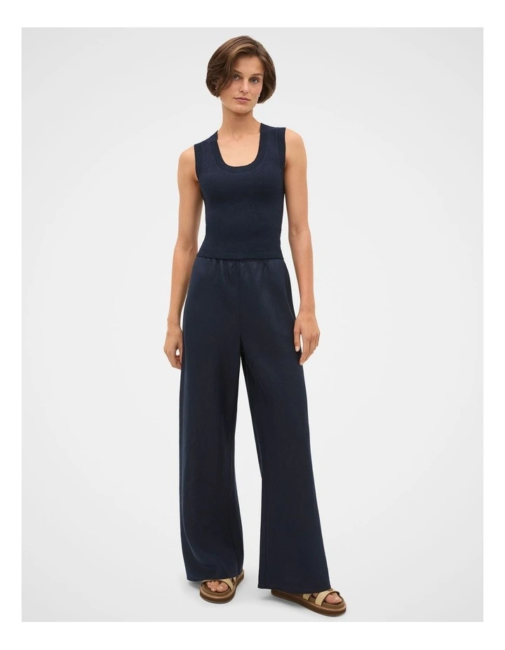 Linen Easy Wide Leg Pant in Twilight Blue image 1