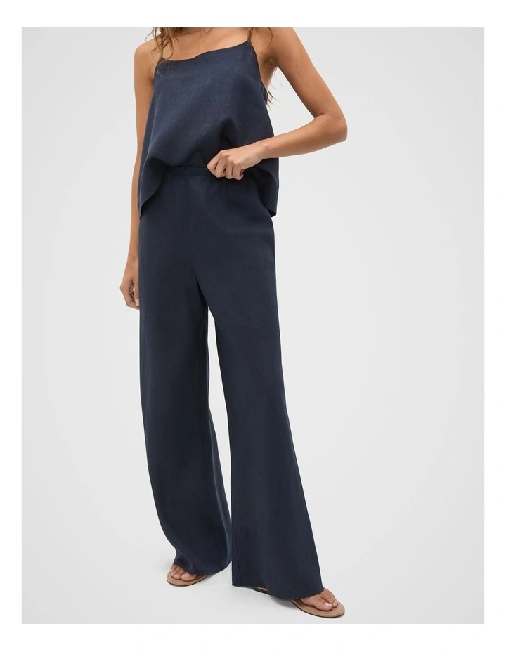 Linen Easy Wide Leg Pant in Twilight Blue image 1