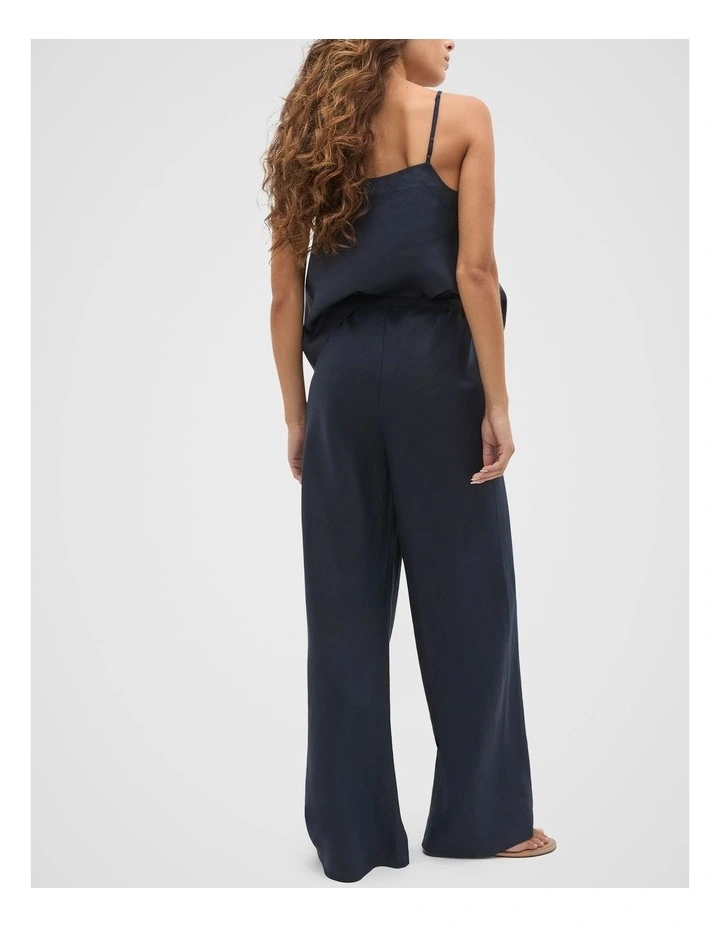 Linen Easy Wide Leg Pant in Twilight Blue image 2