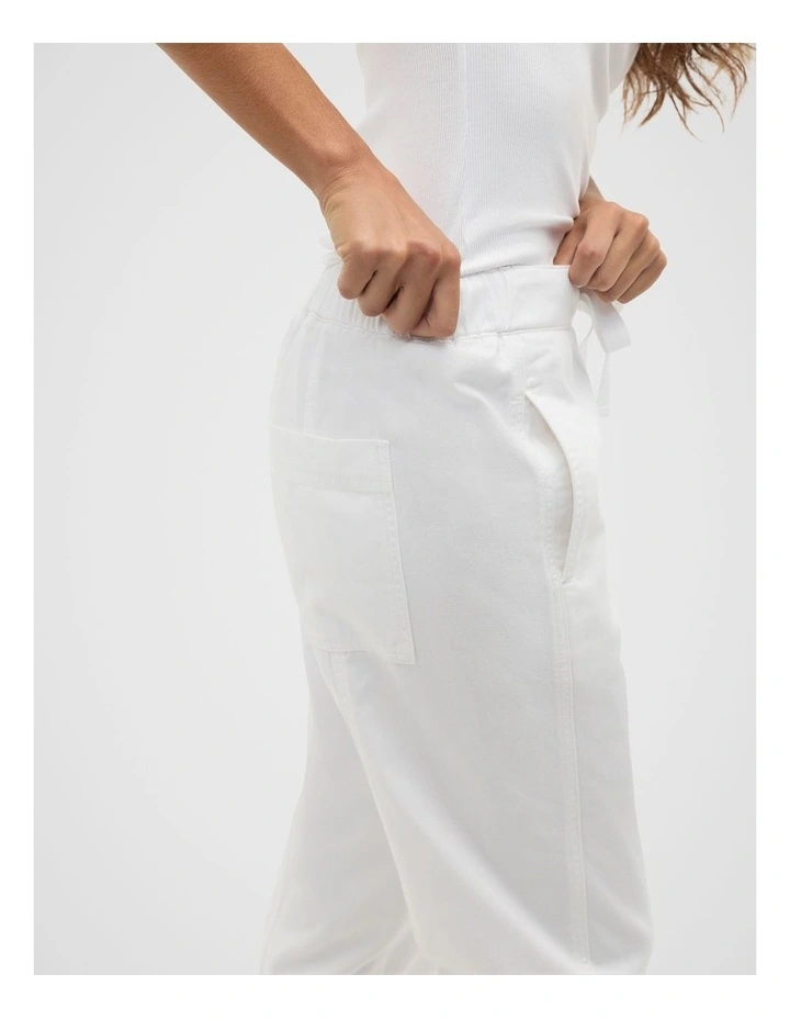 Casual Cotton Tapered Leg Pant in Whisper White image 3