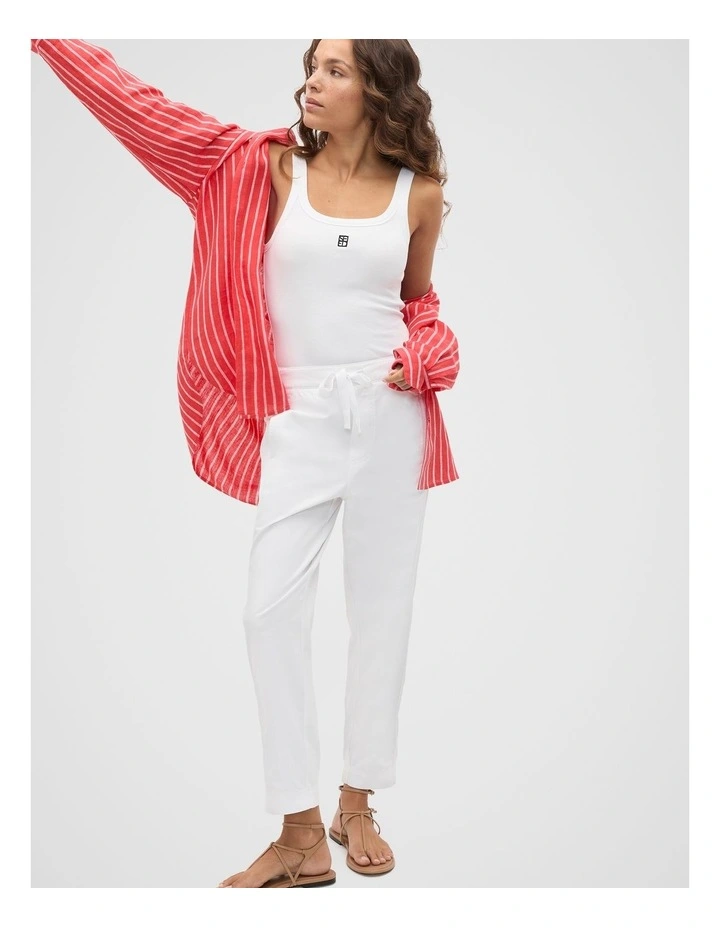 Casual Cotton Tapered Leg Pant in Whisper White image 4