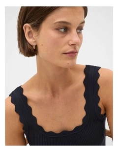 Scallop Knit Top in Twilight Blue