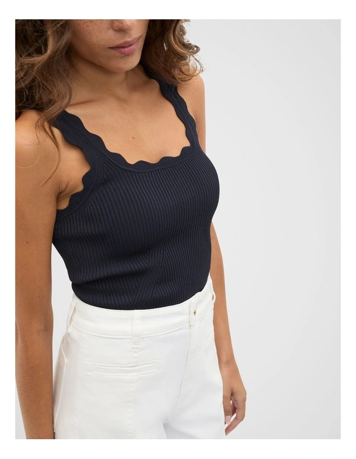 Scallop Knit Top in Twilight Blue image 4