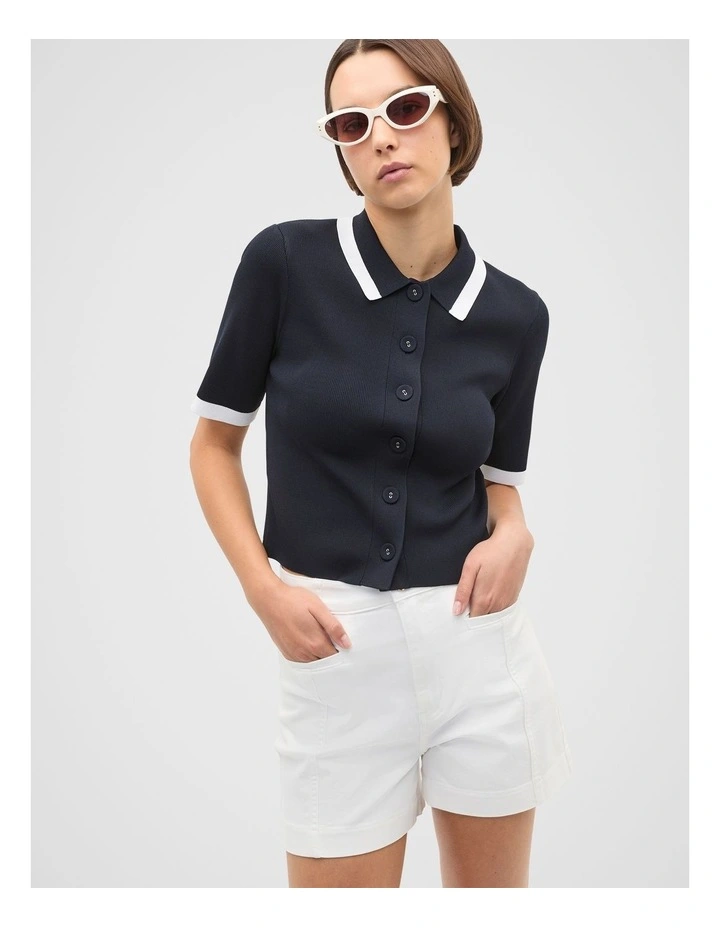 Contrast Knit Cardigan in Twilight Blue image 1