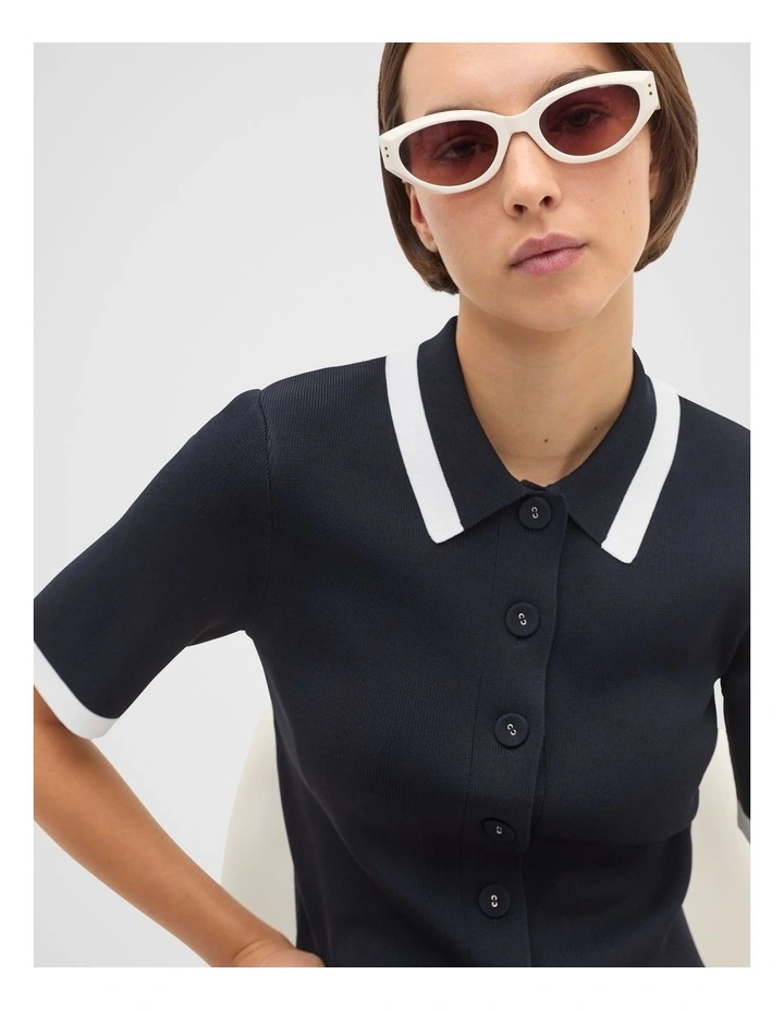 Contrast Knit Cardigan in Twilight Blue image 3