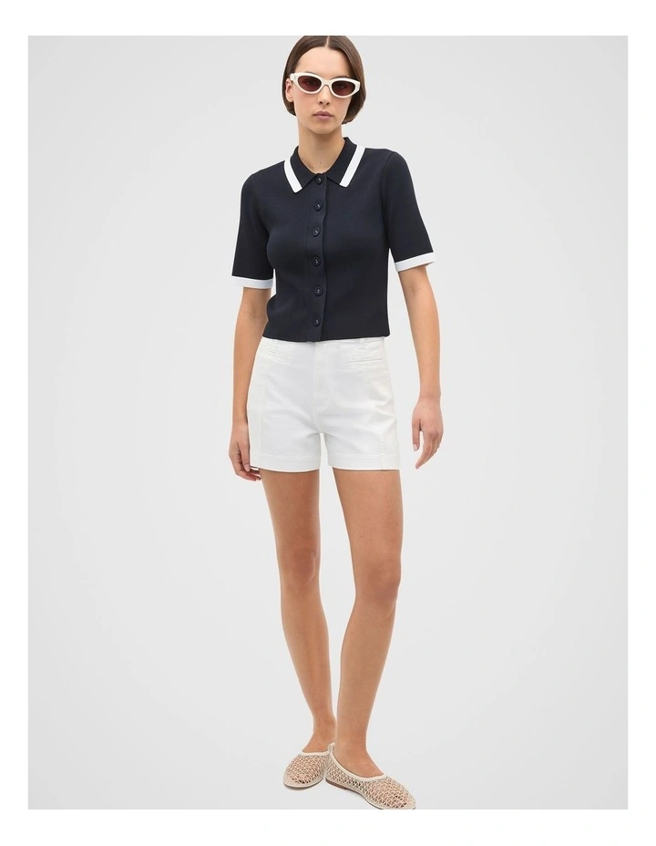 Contrast Knit Cardigan in Twilight Blue image 4