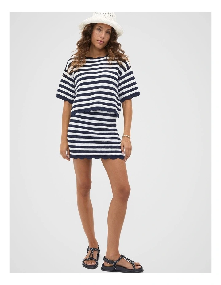 Scallop Stripe Knit Top in Twilight Blue Stripe image 3