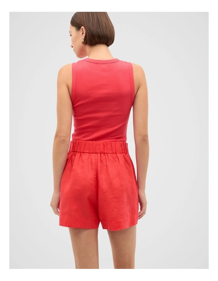 Core Linen Gathered Palazzo Short in Electric Crimson image 2