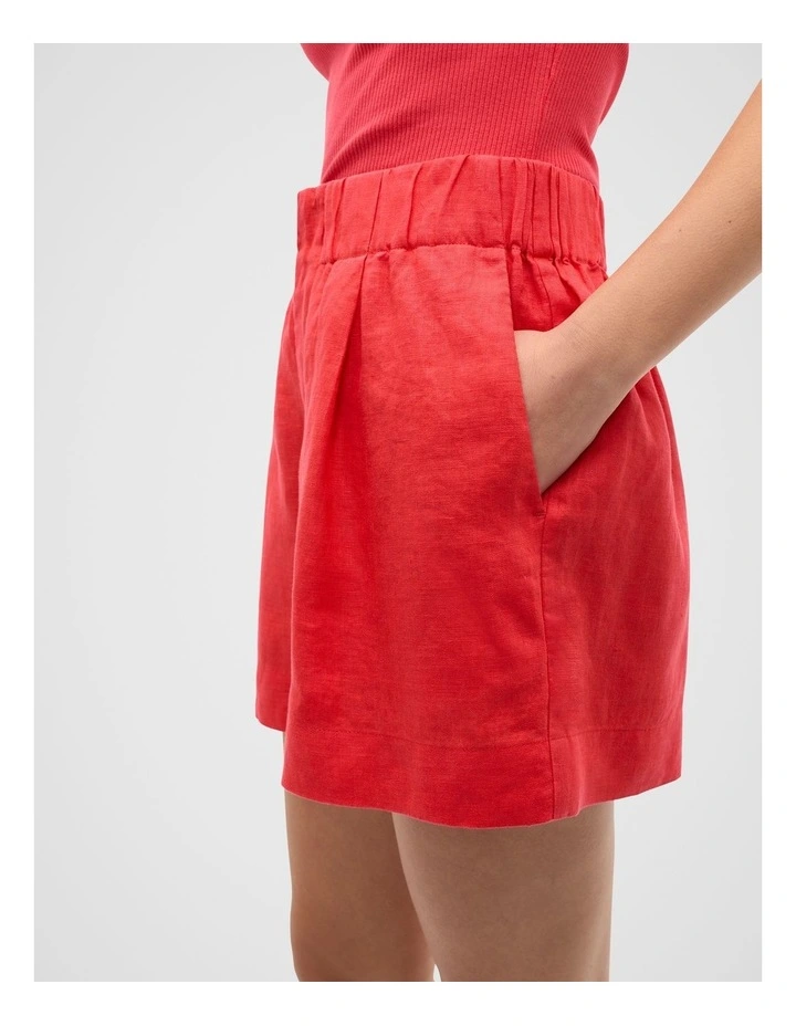 Core Linen Gathered Palazzo Short in Electric Crimson image 3