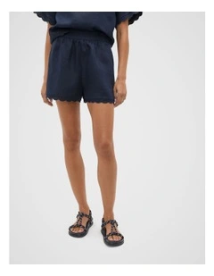 Linen Wave Scallop Short in Twilight Blue
