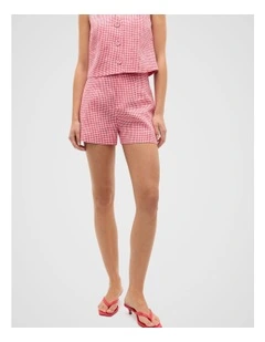 Gingham Linen Short in Red