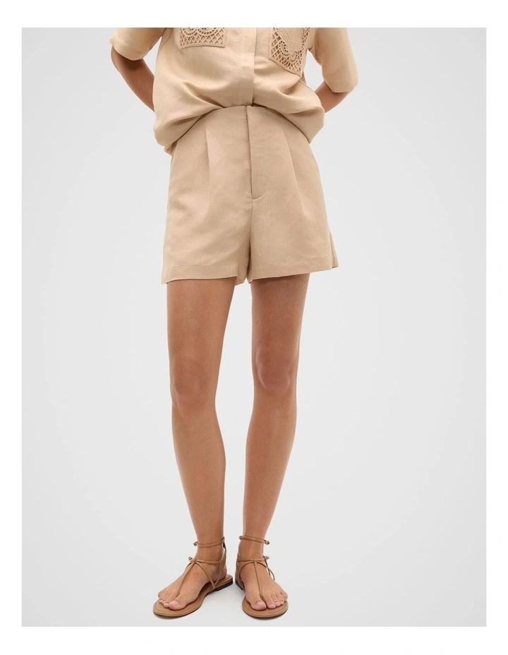 Tailored Pleat Short in Ecru image 1