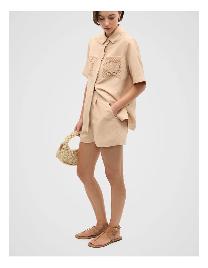 Tailored Pleat Short in Ecru image 4