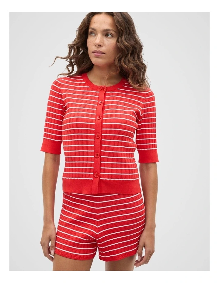 Stripe Knit Short in Red image 1