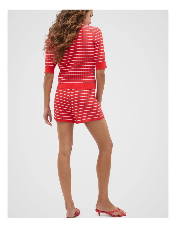 Stripe Knit Short in Red image 2