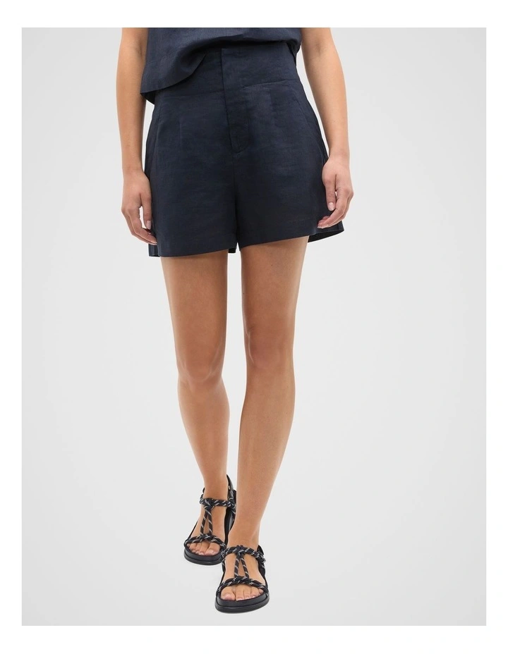 Core Linen Waisted Short in Twilight Blue image 1