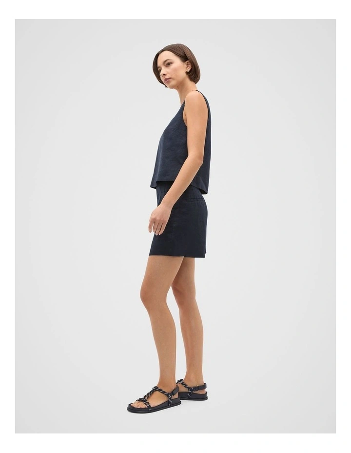 Core Linen Waisted Short in Twilight Blue image 3