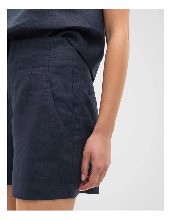 Core Linen Waisted Short in Twilight Blue image 4