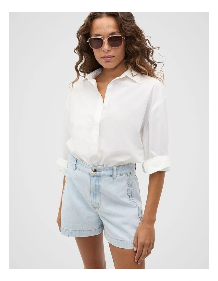 Denim Scallop Short in Cornflower Wash image 3