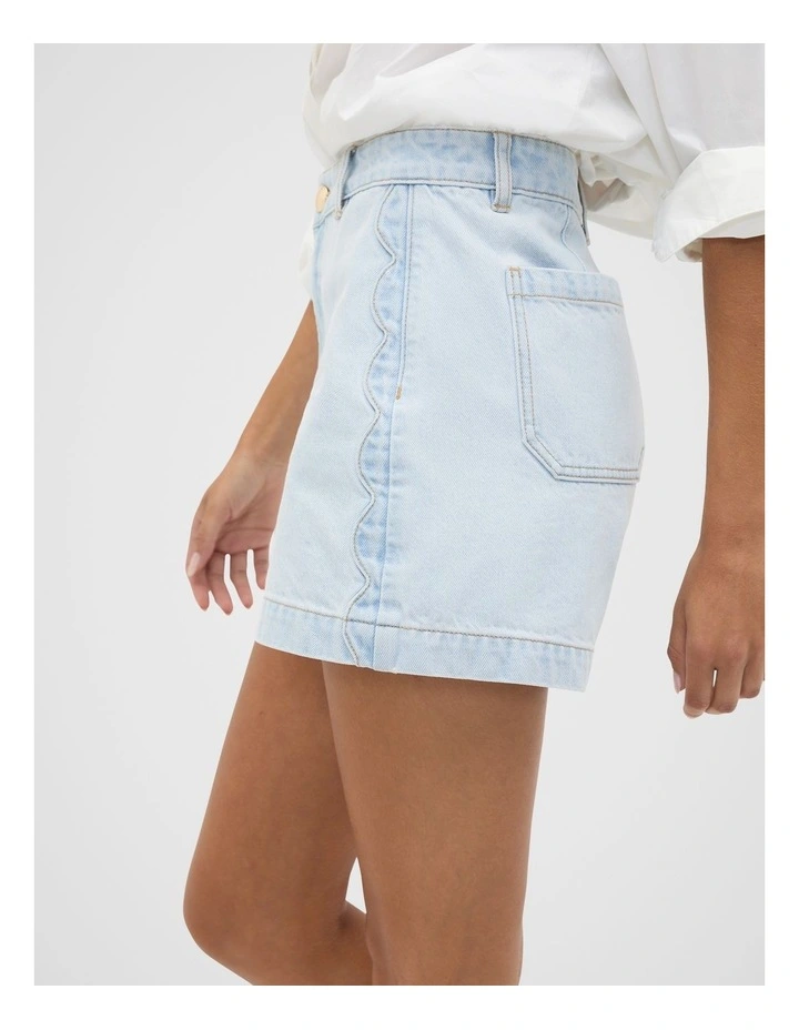 Denim Scallop Short in Cornflower Wash image 4