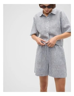 Linen Stripe Short in Twilight Blue Stripe