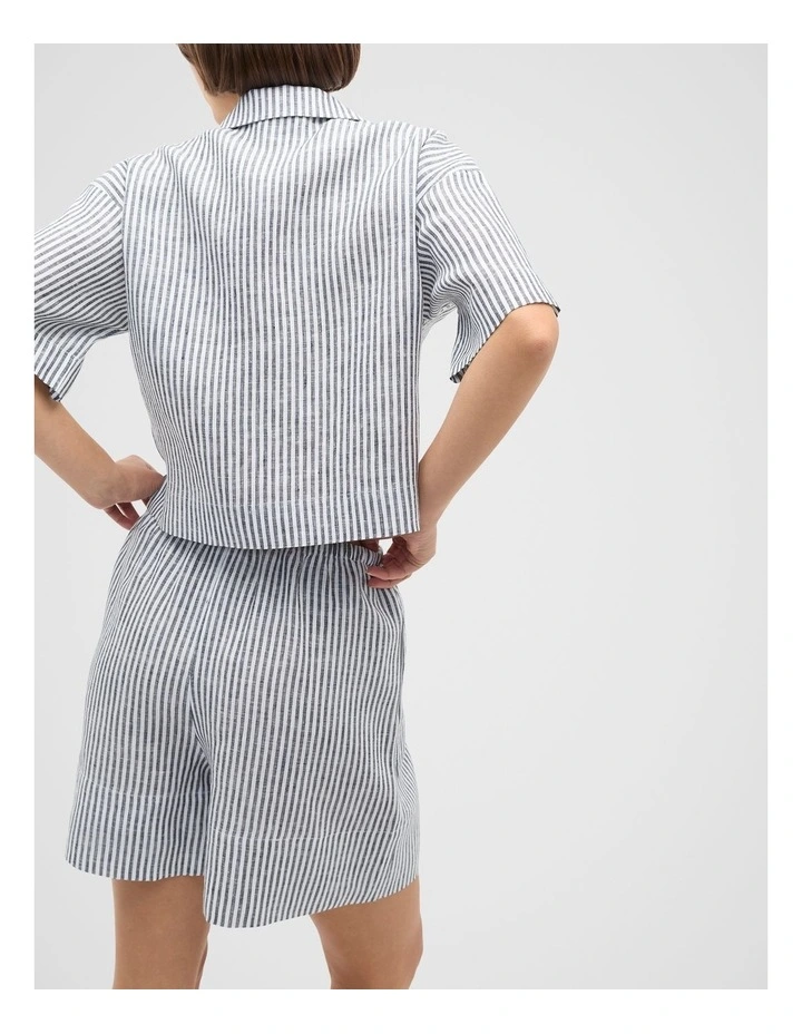 Linen Stripe Short in Twilight Blue Stripe image 2