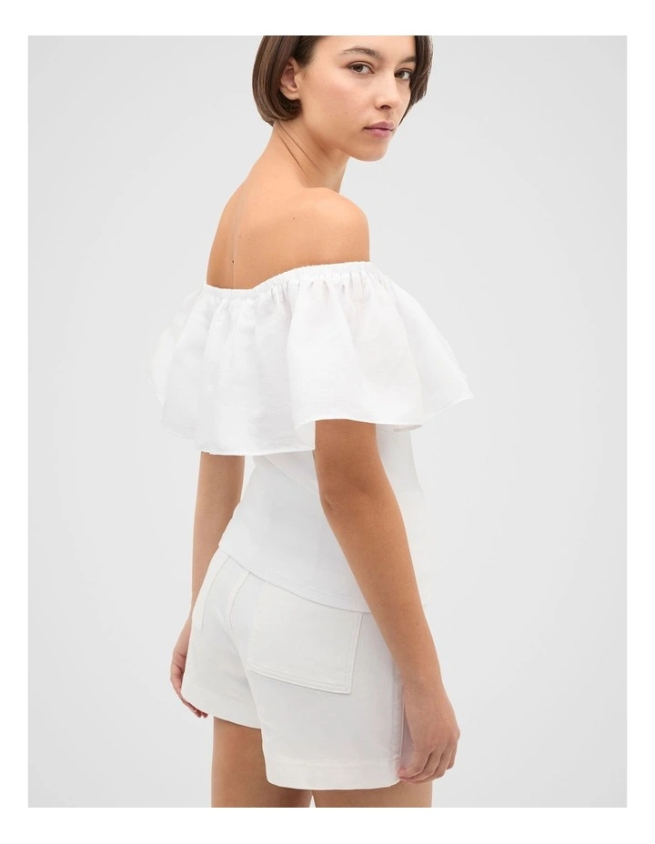 Off Shoulder Ruffle Top in Whisper White image 2