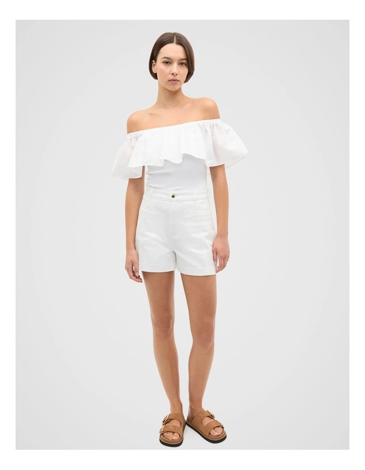 Off Shoulder Ruffle Top in Whisper White image 4