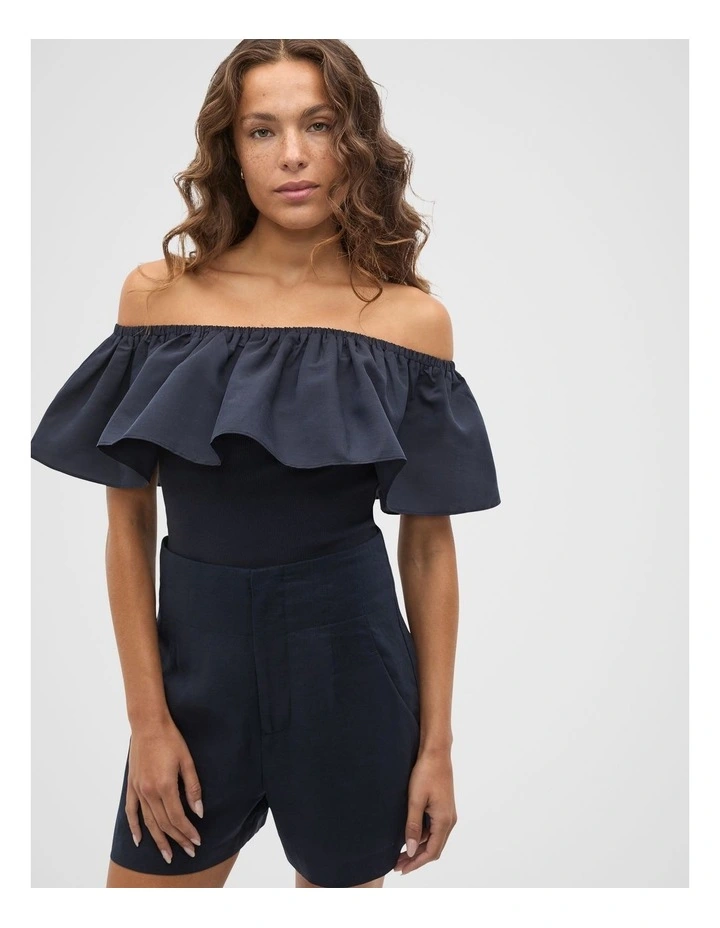 Off Shoulder Ruffle Top in Twilight Blue image 1