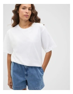 Oversized Longline Tee in Whisper White