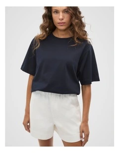 Oversized Longline Tee in Twilight Blue