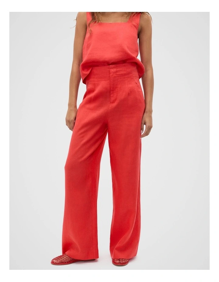 Core Linen Waisted Pant in Electric Crimson image 1