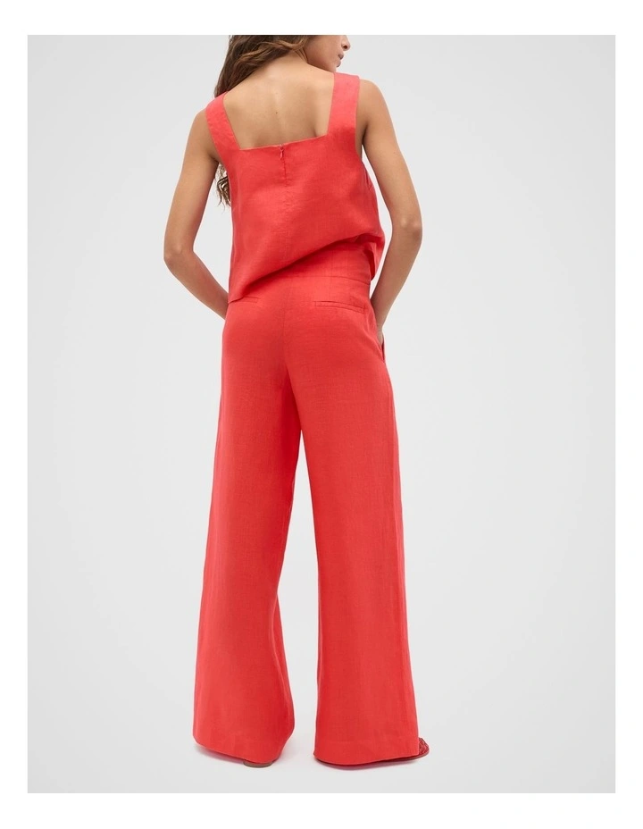 Core Linen Waisted Pant in Electric Crimson image 2
