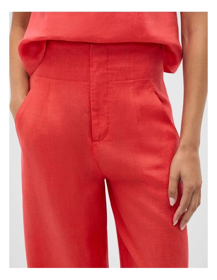Core Linen Waisted Pant in Electric Crimson image 4