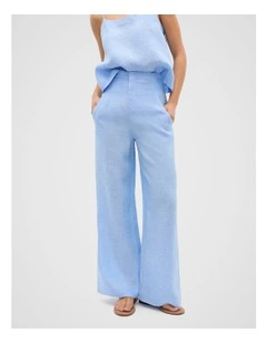 Core Linen Waisted Pant in Cornflower Blue