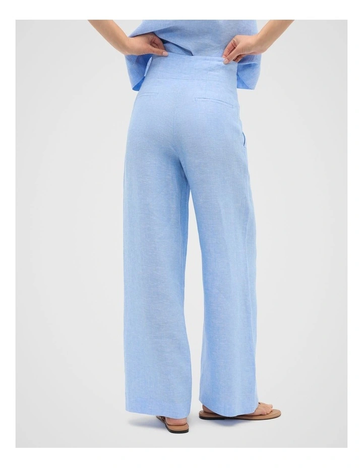 Core Linen Waisted Pant in Cornflower Blue image 2