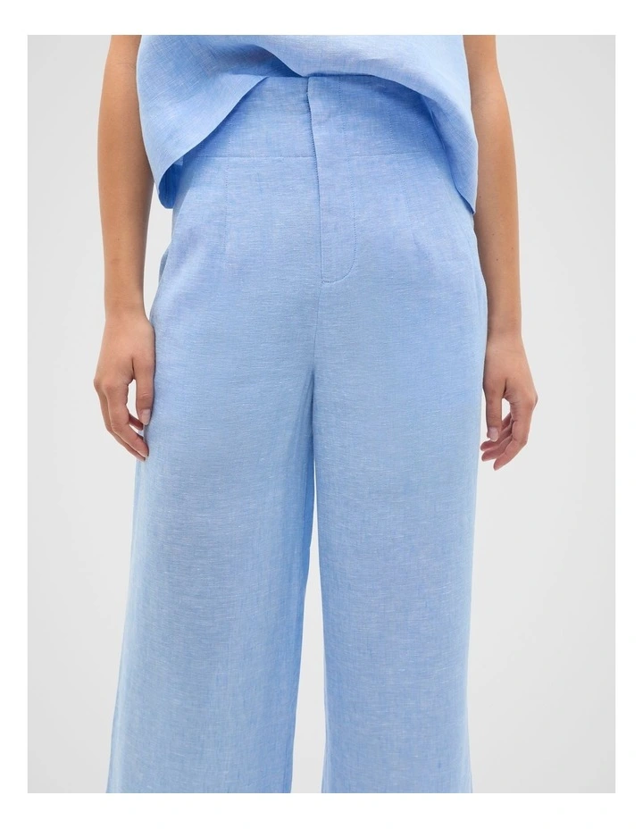 Core Linen Waisted Pant in Cornflower Blue image 3
